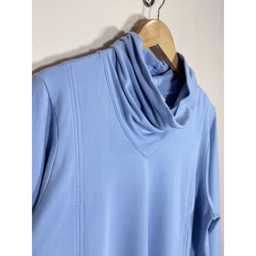J. Jill Womens Tunic Pima Cotton Modal Stretch Cowl Neck Blue Preppy Coastal L - Picture 5 of 10
